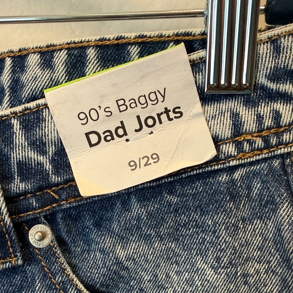 Witty Fox 90s Style Acid Wash Baggy Dad Jorts | Loose Fit Denim Shorts - Picture 3 of 10